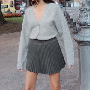 NWT Zara Grey Box Pleated Skort Sz L